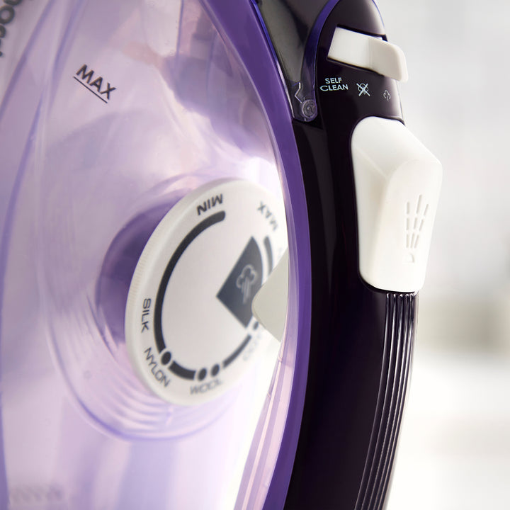 Crystal Clear Steam Iron Purple