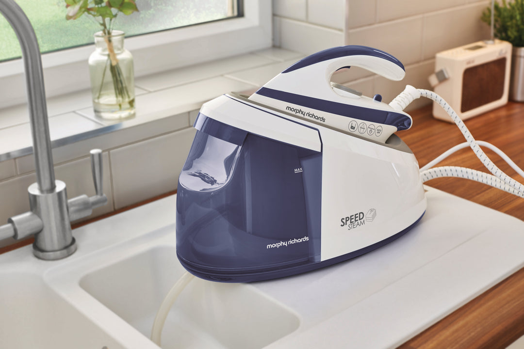 Morphy Richards Speed 3000w Steam Generator Iron SKU: 333202 by the sink