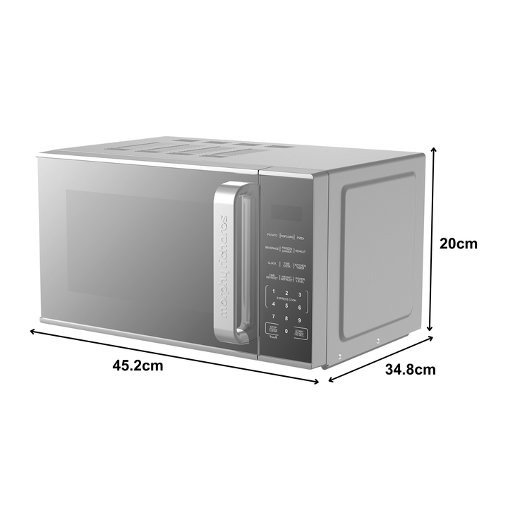 20L 800W Digital Microwave with Mirror Door - Silver