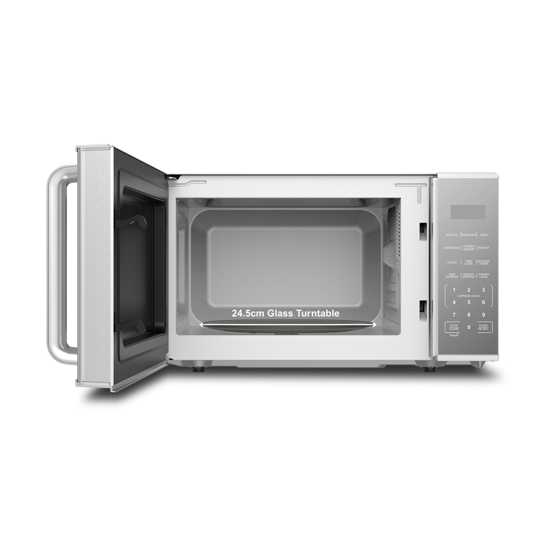 20L 800W Digital Microwave with Mirror Door - Silver