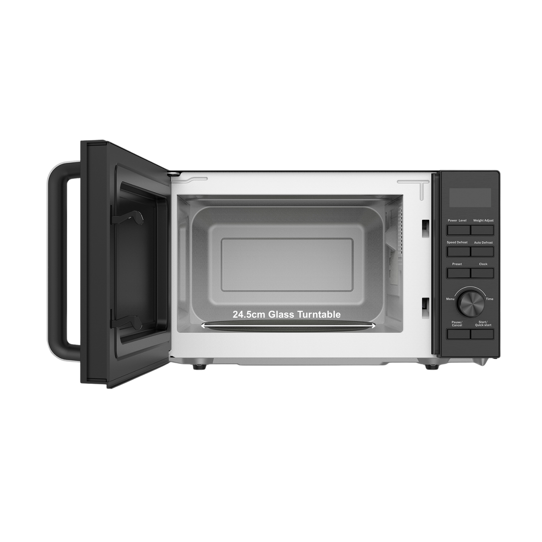 800W 20L Digital Microwave with Mirror Door - Black
