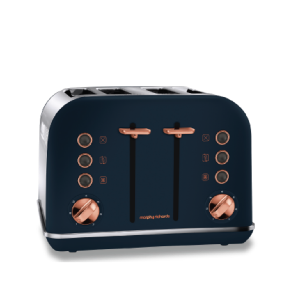 Accents Rose Gold 4-Slice Toaster Blue