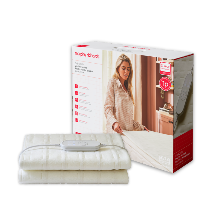 Electric blanket with Morphy Richards packaging on a white background