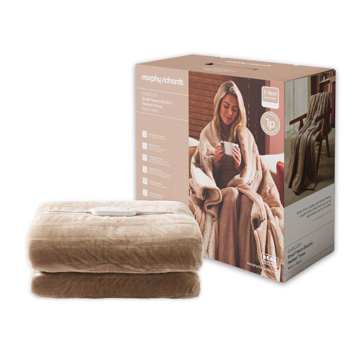 EverCosy Small Fleece Electric Heated Throw - Mocha