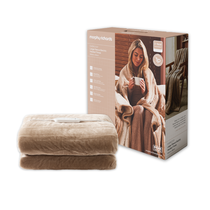 EverCosy Large Fleece Electric Heated Throw - Mocha
