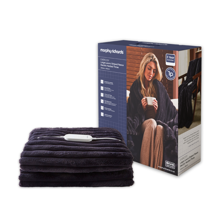 Morphy Richards Electric Heated Throw with a branded box on a white background