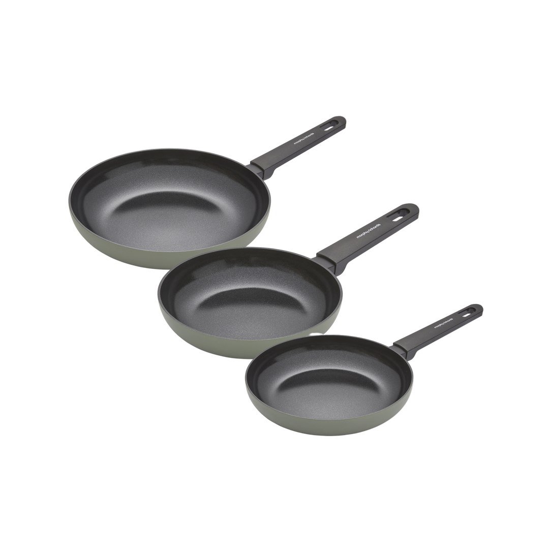 20cm, 24cm, 28cm Recycled Aluminium Frying Pan Set - Green