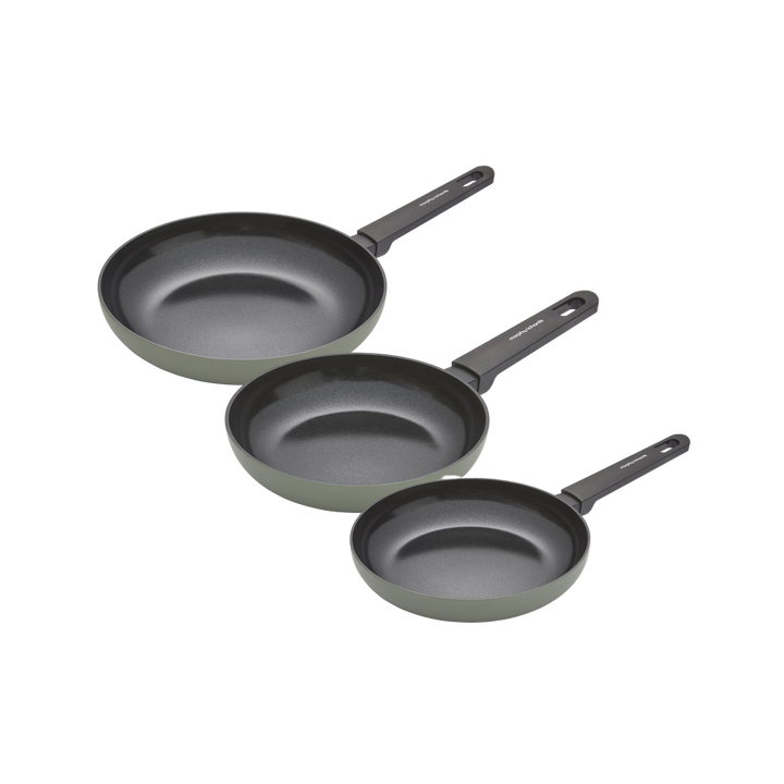 20cm, 24cm, 28cm Recycled Aluminium Frying Pan Set - Green