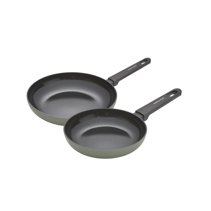 28cm and 20cm Recycled Aluminium Frying Pan Set - Green