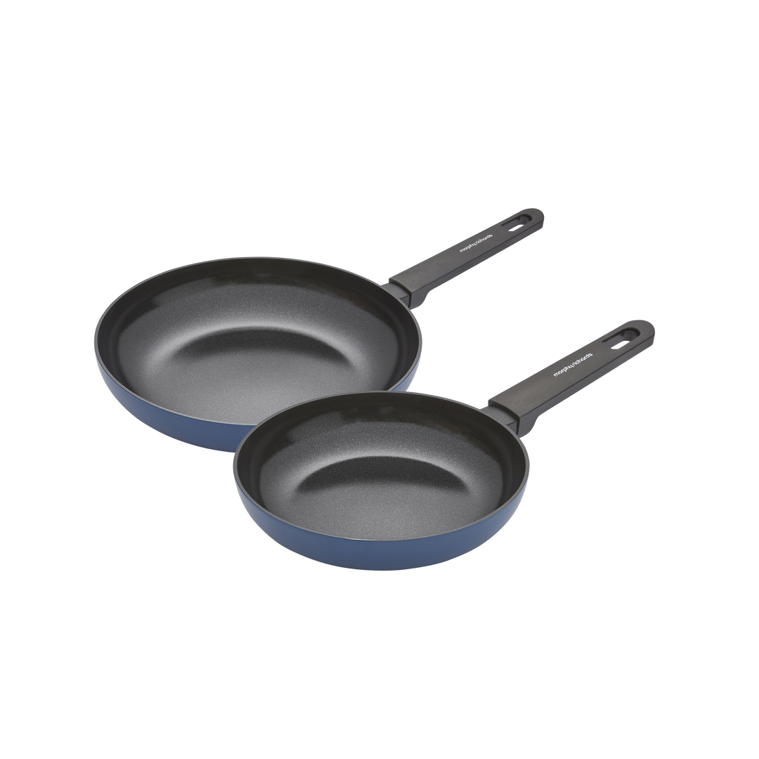 28cm and 20cm Recycled Aluminium Frying Pan Set - Blue