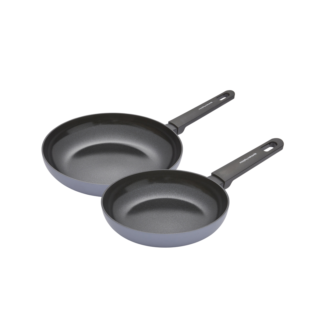28cm and 20cm Recycled Aluminium Frying Pan Set - Grey
