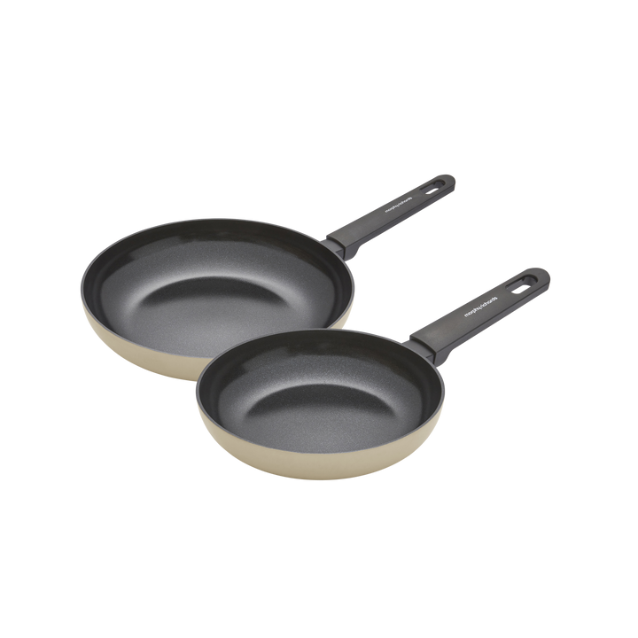28cm and 20cm Recycled Aluminium Frying Pan Set - Cream