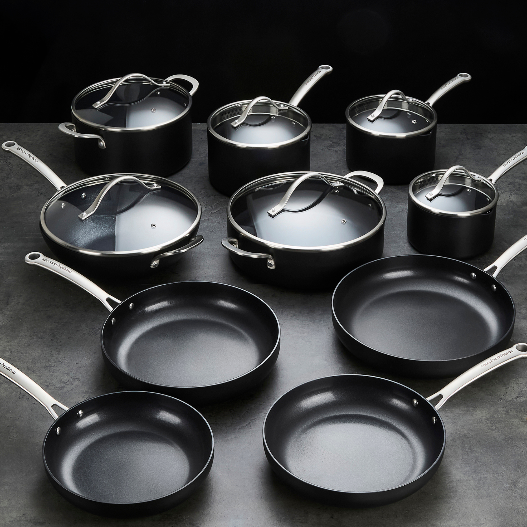 full mastery range on black worktop