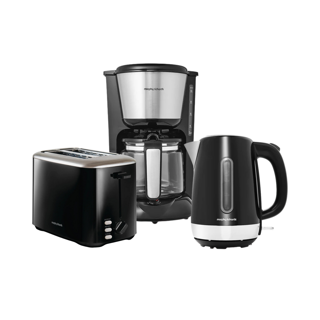 Equip Black Kettle, Toaster & Filter Coffee Machine Set