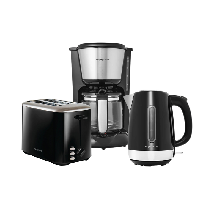 Equip Black Kettle, Toaster & Filter Coffee Machine Set