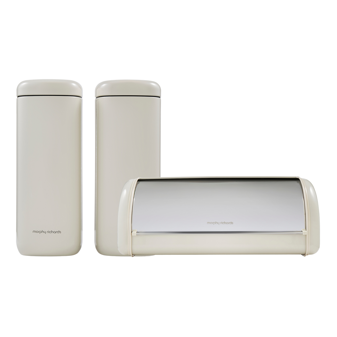 Equip Cream Large Storage Canisters and Large Roll Front Bread Bin