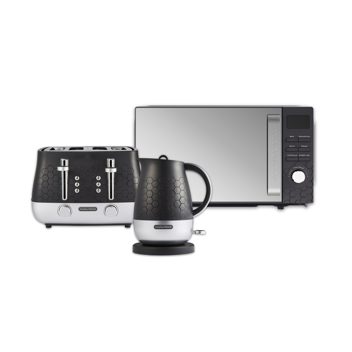 Cassini Black Kettle, Toaster and Microwave Set - Moonless Night