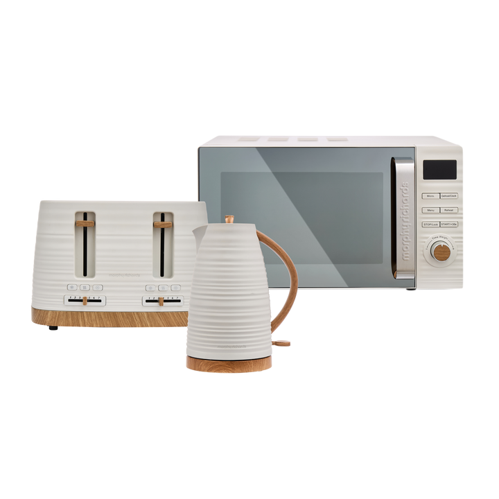 White China Clay Kettle, Toaster and Microwave Set