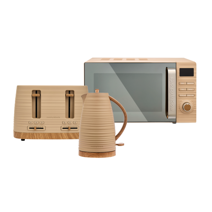 Brown Felspar Clay Kettle, Toaster and Microwave Set