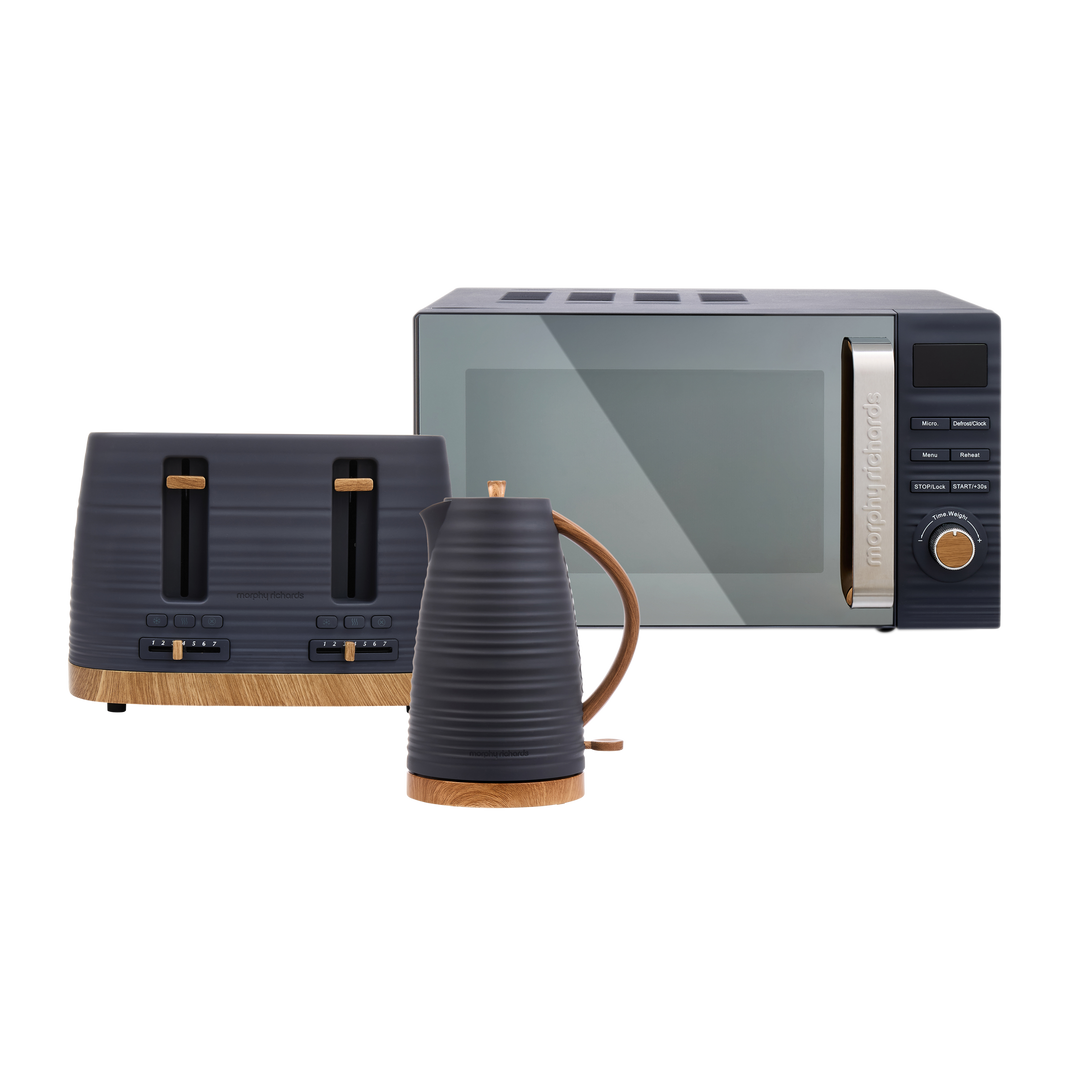 Clay Grey Kettle, Toaster and Microwave Set - Flint