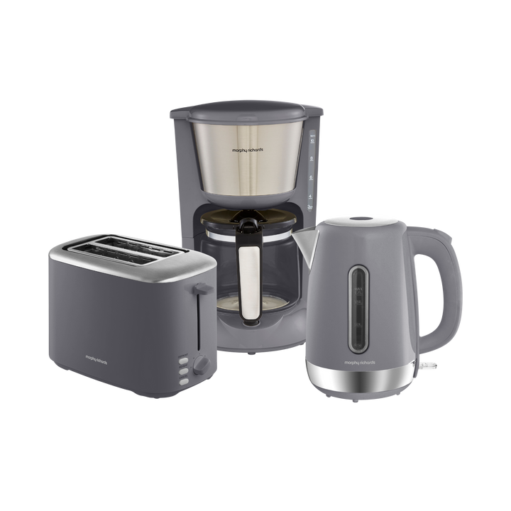 Equip Grey Kettle, Toaster & Filter Coffee Machine Set