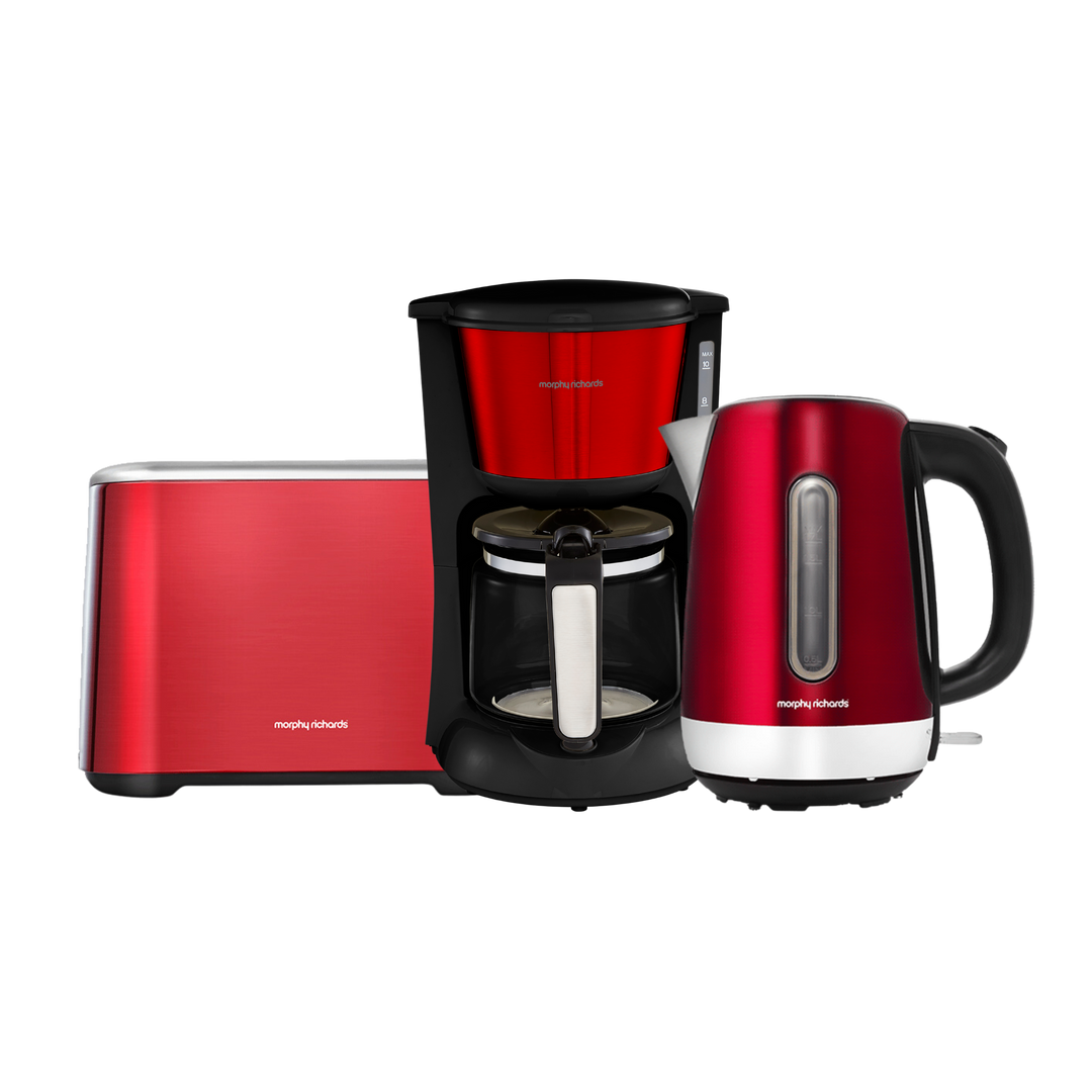 Equip Red Kettle, Toaster & Filter Coffee Machine Set