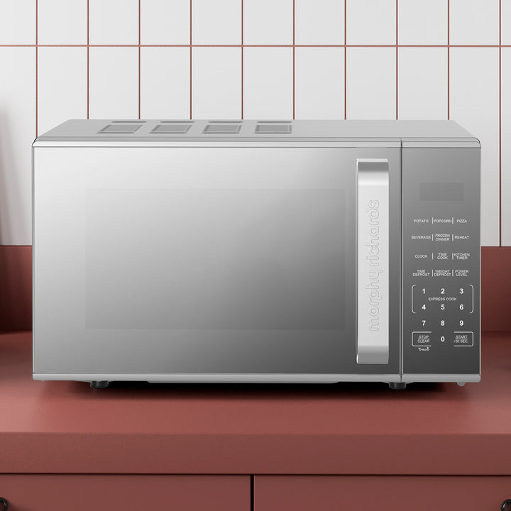 20L 800W Digital Microwave with Mirror Door - Silver