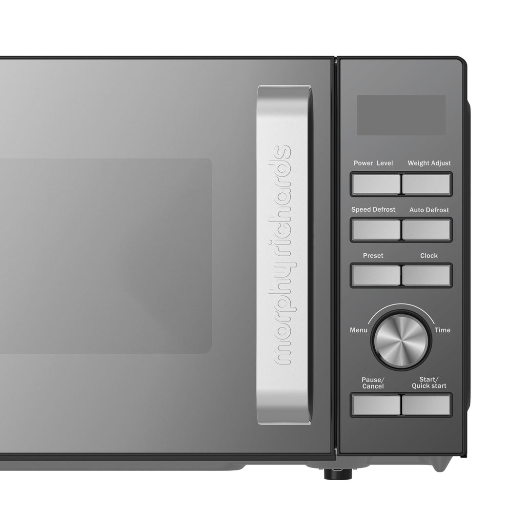 800W 20L Digital Microwave with Mirror Door - Black & Silver