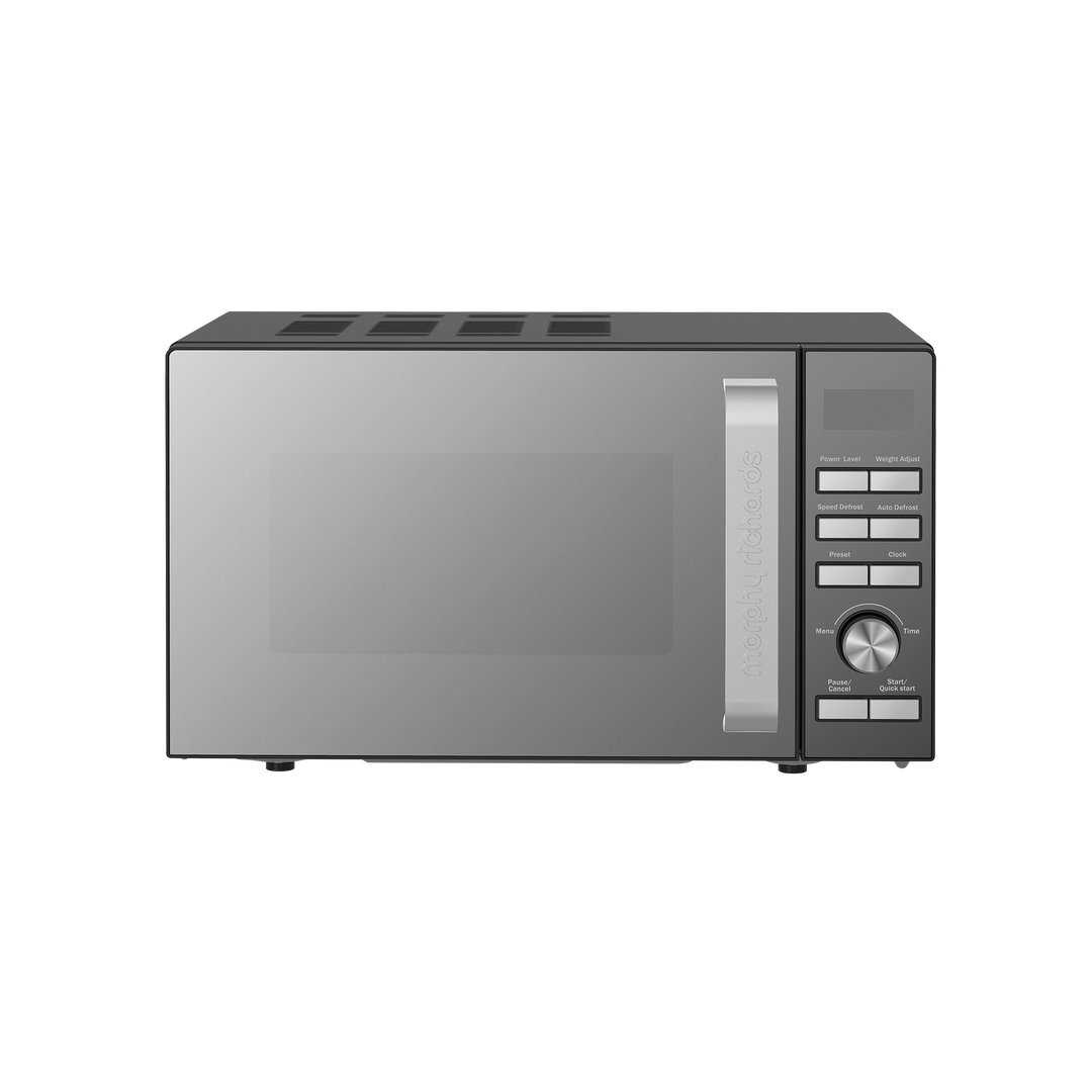 800W 20L Digital Microwave with Mirror Door - Black & Silver