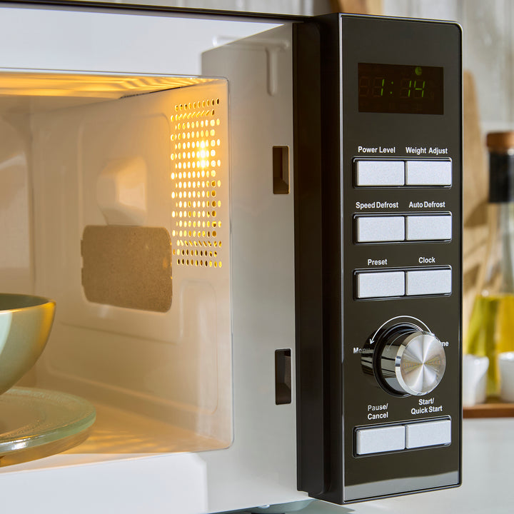 20L 800W Digital Microwave with Mirror Door - Black & Silver