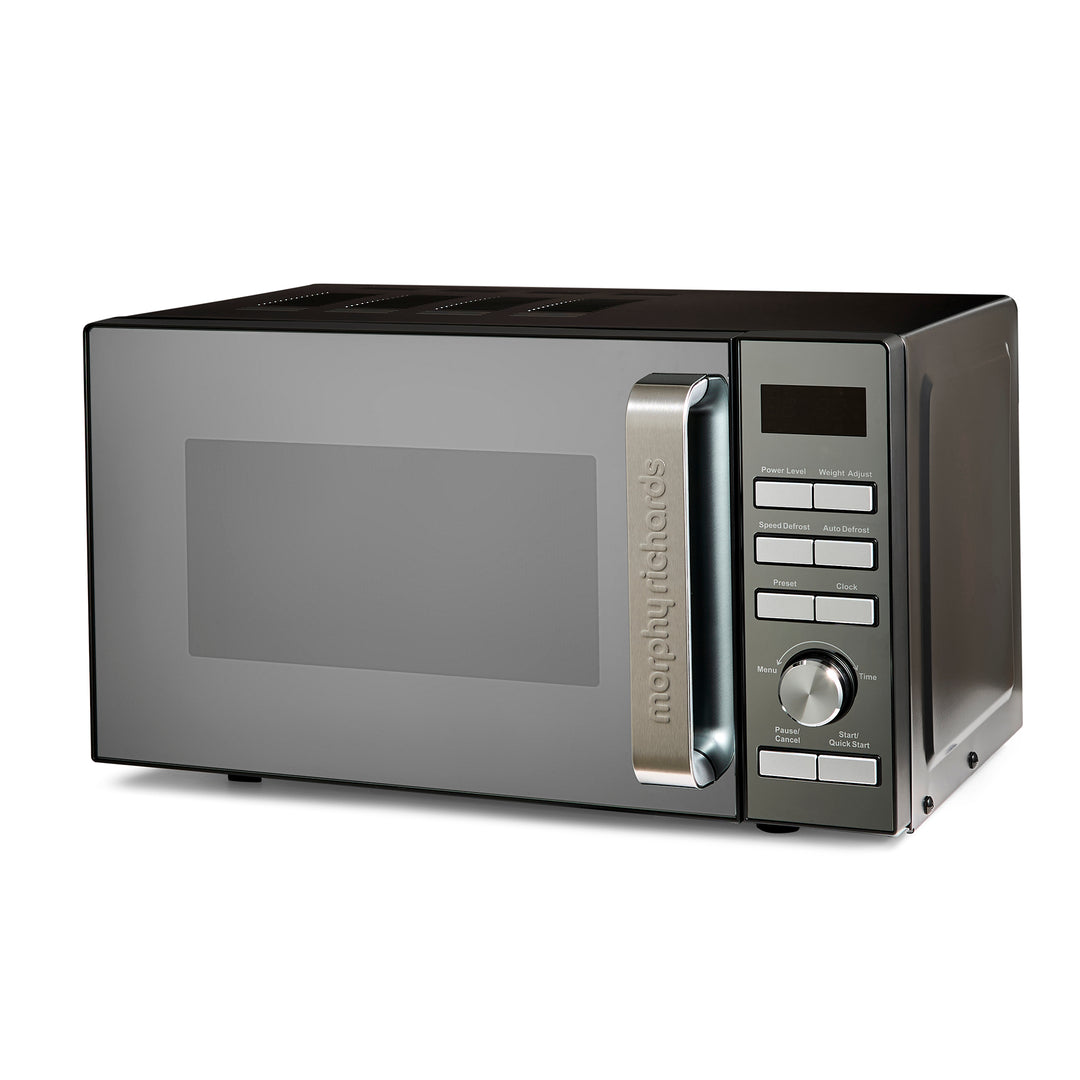 20L 800W Digital Microwave with Mirror Door - Black & Silver