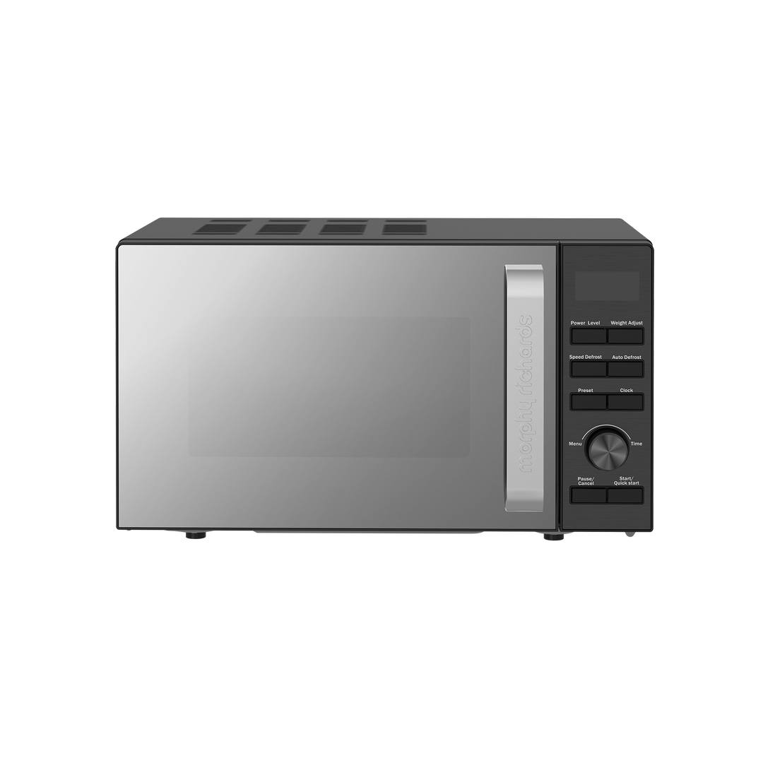 800W 20L Digital Microwave with Mirror Door - Black