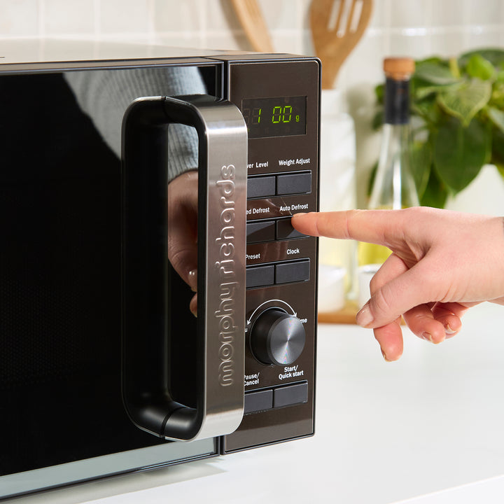 20L 800W Digital Microwave with Mirror Door - Black