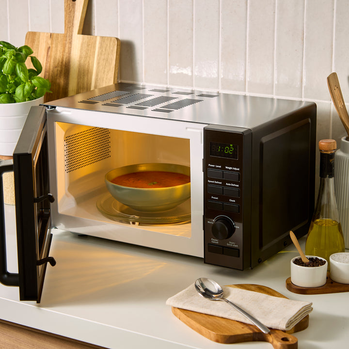 20L 800W Digital Microwave with Mirror Door - Black