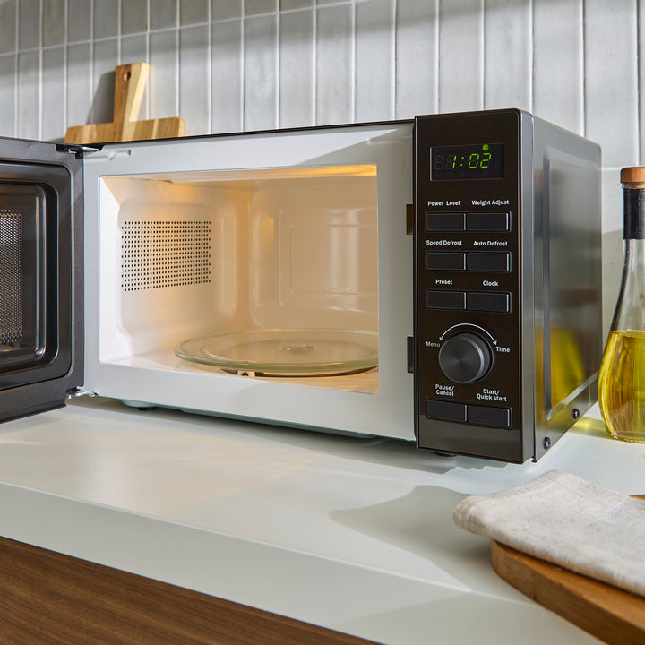 20L 800W Digital Microwave with Mirror Door - Black