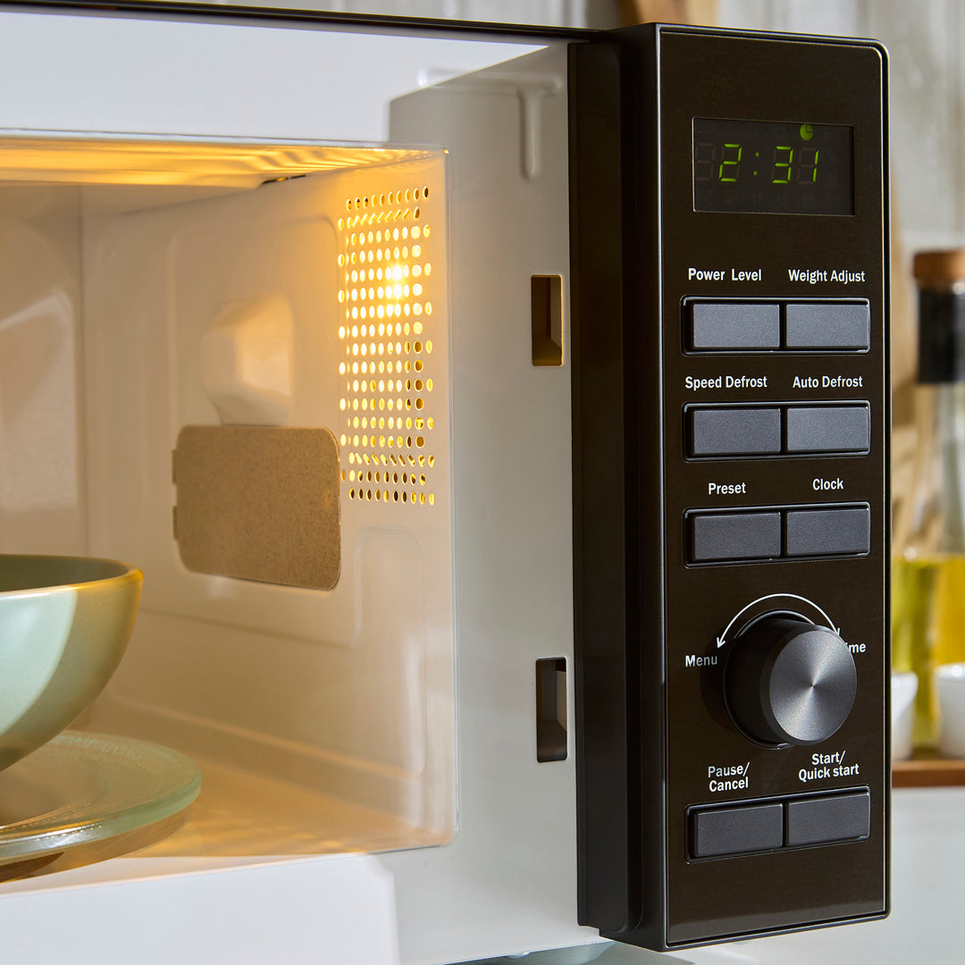20L 800W Digital Microwave with Mirror Door - Black