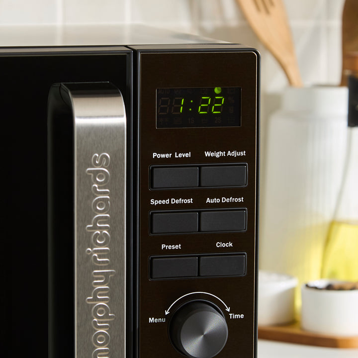 20L 800W Digital Microwave with Mirror Door - Black