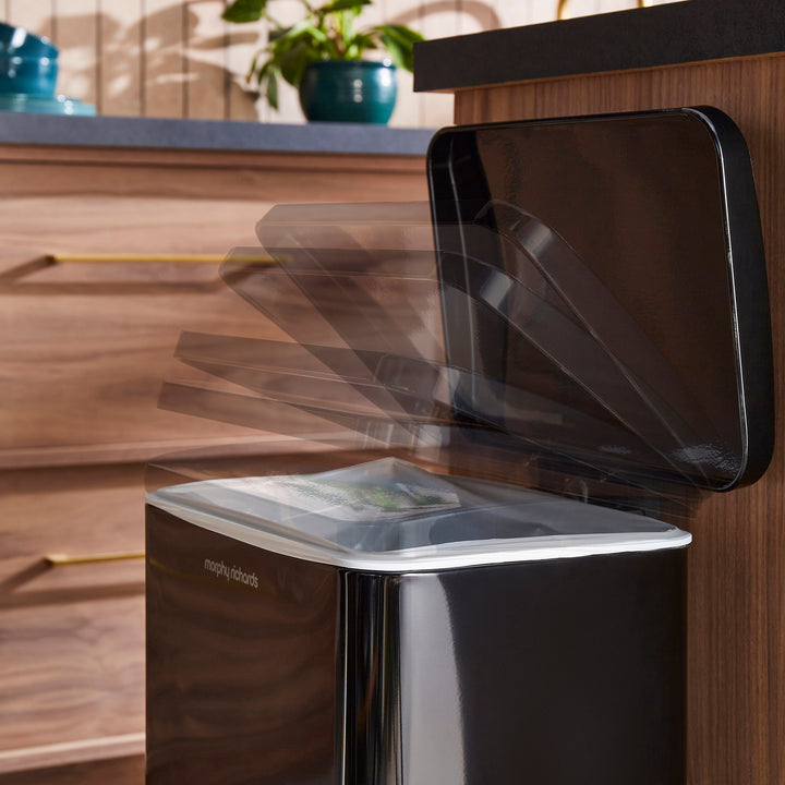 Black 30L Kitchen Pedal Bin 