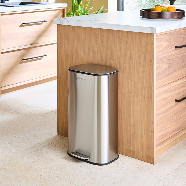 30L Pedal Bin in a kitchen against a kitchen worktop