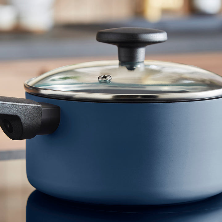 3 Piece Recycled Aluminium Saucepan Set - Blue