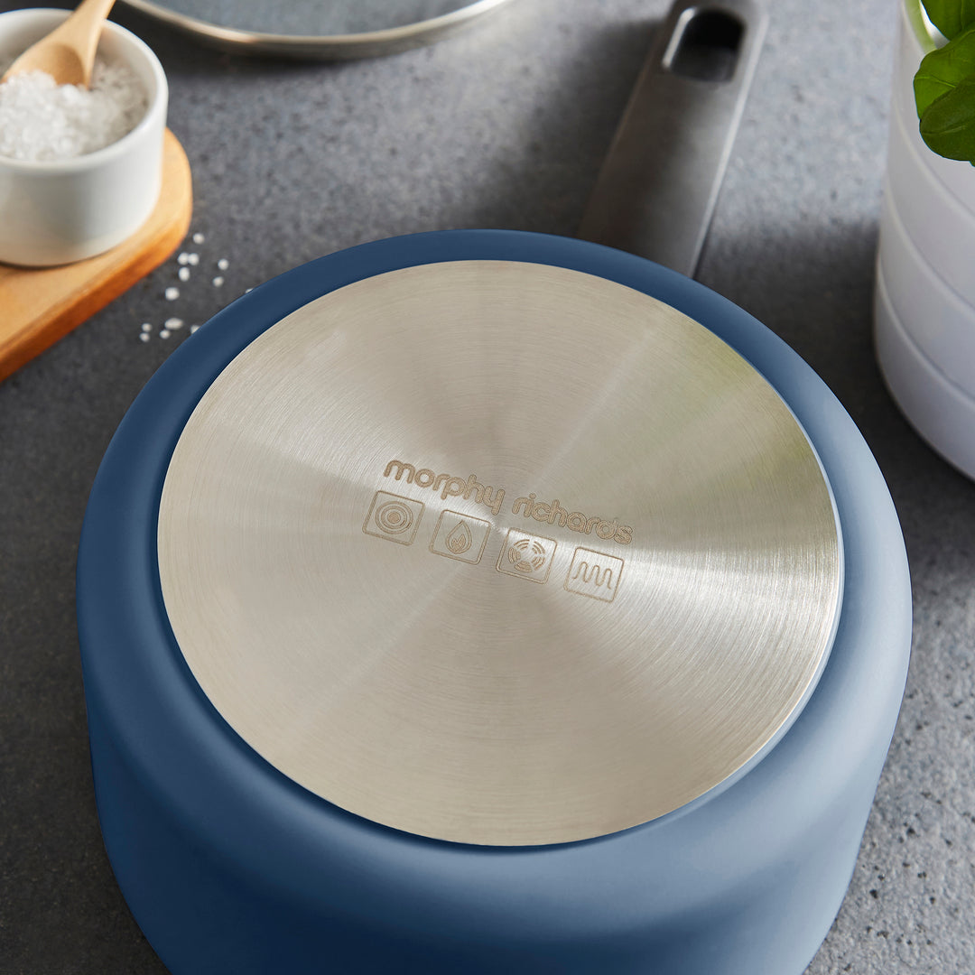 3 Piece Recycled Aluminium Saucepan Set - Blue