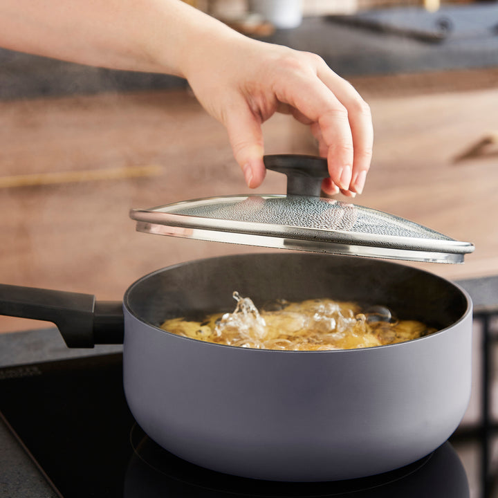 3 Piece Recycled Aluminium Saucepan Set - Grey