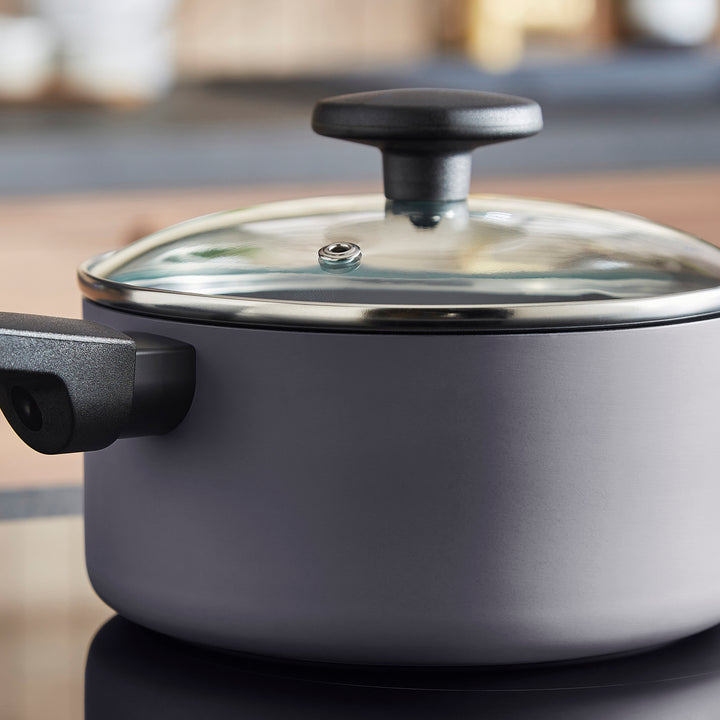 3 Piece Recycled Aluminium Saucepan Set - Grey