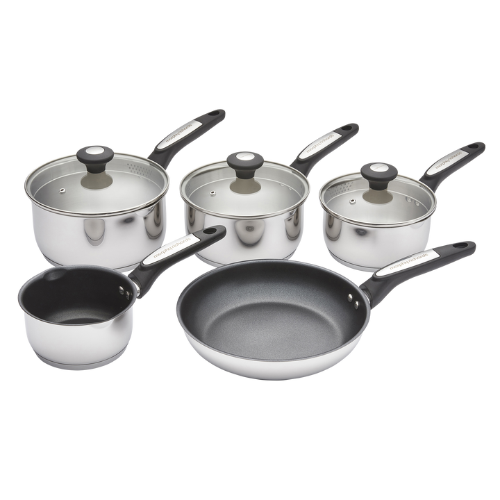 5 Piece Pouring Spout Stainless Steel Pan Set
