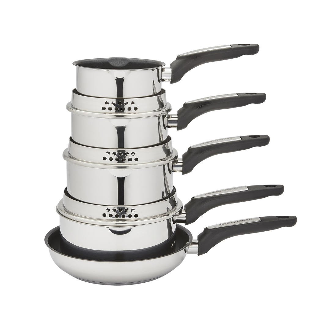 5 Piece Pouring Spout Stainless Steel Pan Set