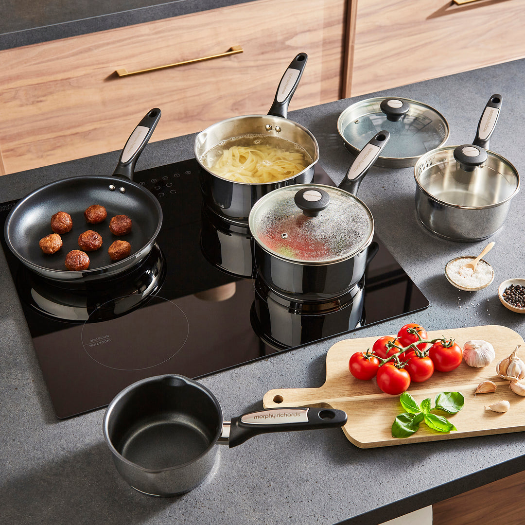 5 Piece Pouring Spout Stainless Steel Pan Set