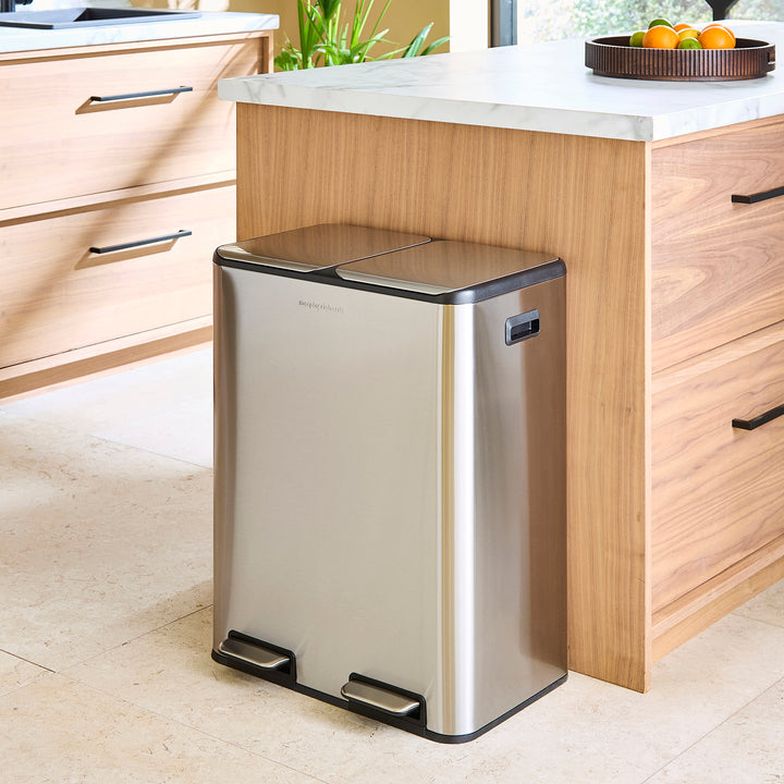 60L Dual Recycle Pedal Bin in a kitchen