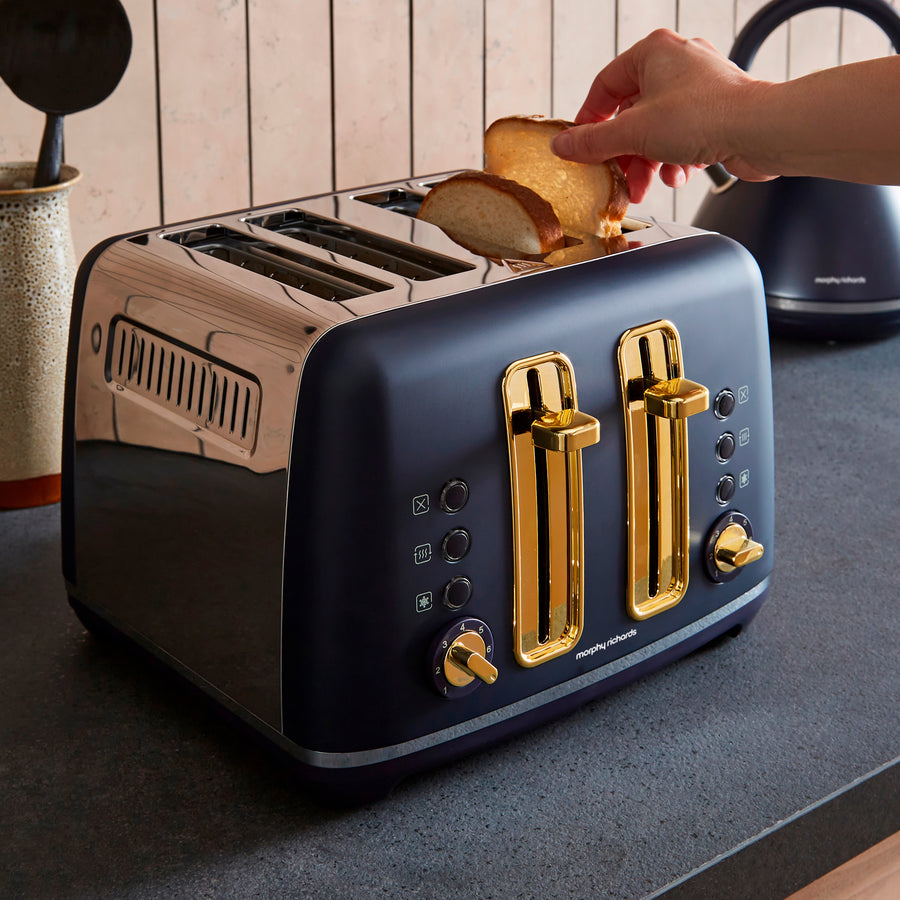 Navy 4-Slice Toaster with Gold Accents by Morphy Richards UK