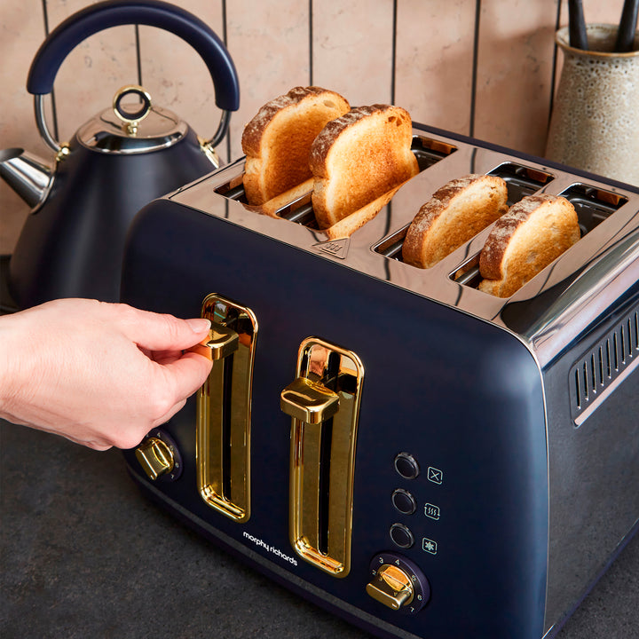 Accents Gold Navy Kettle and Toaster Set