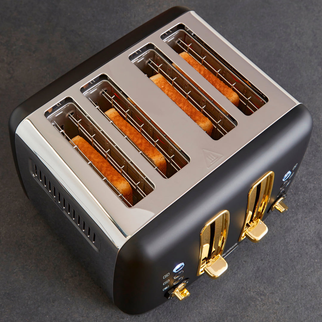 Accents Gold 4-Slice Toaster Black